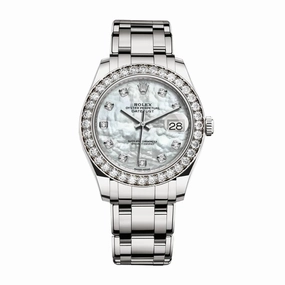 Rolex Pearlmaster 39mm - Ref: 86289-0001 - White mother of Pearl Diamond Dial & Diamond Bezel, 18K White Gold Bracelet Women's Watch
