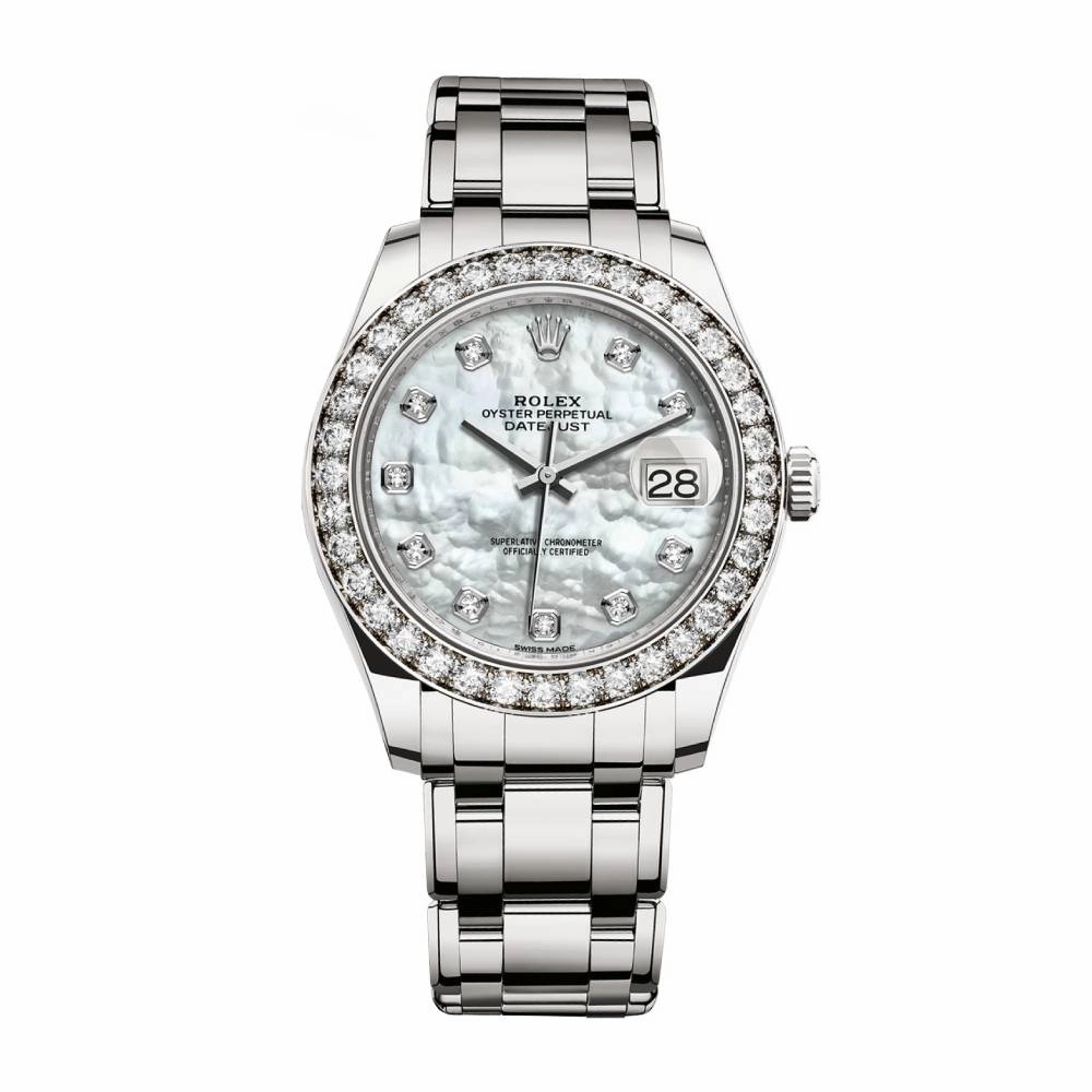 Rolex Pearlmaster 39mm - Ref: 86289-0001 - White mother of Pearl Diamond Dial & Diamond Bezel, 18K White Gold Bracelet Women's Watch