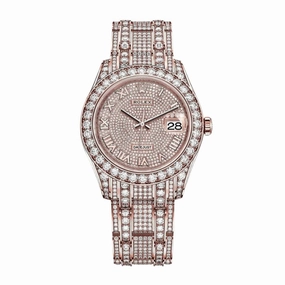 Rolex Pearlmaster 39mm - Ref: 86405rbr-0001 - Pave Roman Diamond Dial, Diamond Bezel & Diamond Case, 18K Rose Gold Diamond Bracelet Women's Watch