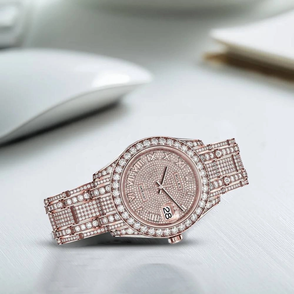 Rolex Pearlmaster 39mm - Ref: 86405rbr-0001 - Pave Roman Diamond Dial, Diamond Bezel & Diamond Case, 18K Rose Gold Diamond Bracelet Women's Watch