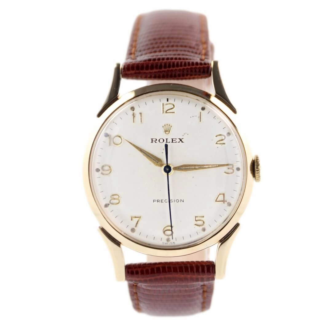 Rolex Precision 9k Gold, 1950's Men's Vintage Dress Watch