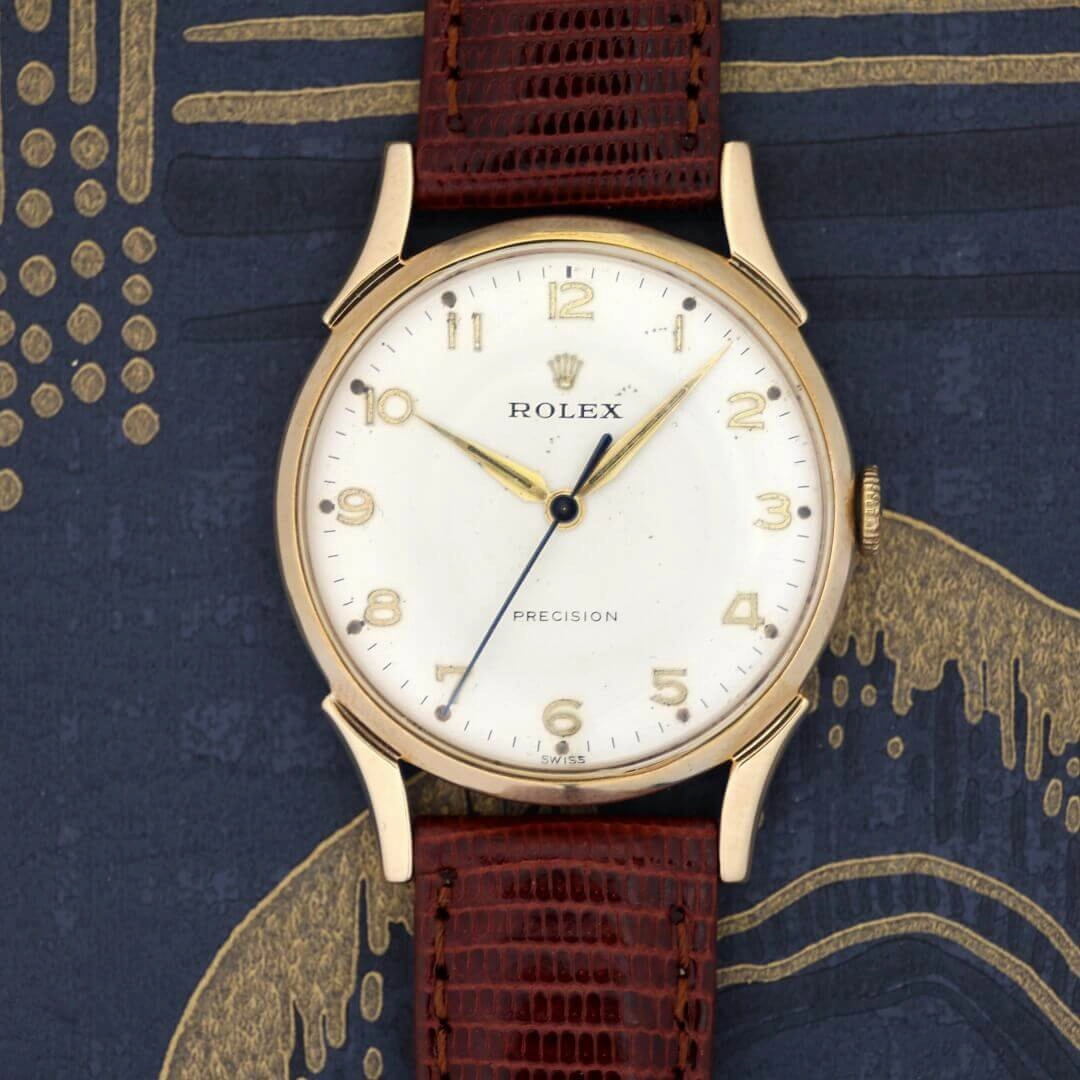 Rolex Precision 9k Gold, 1950's Men's Vintage Dress Watch