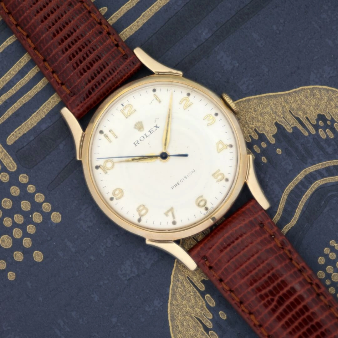 Rolex Precision 9k Gold, 1950's Men's Vintage Dress Watch