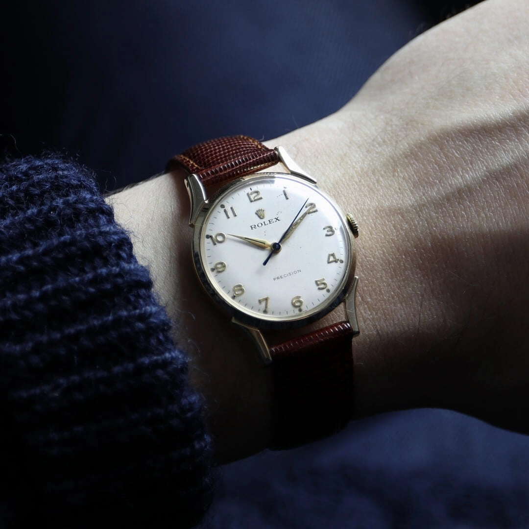 Rolex Precision 9k Gold, 1950's Men's Vintage Dress Watch