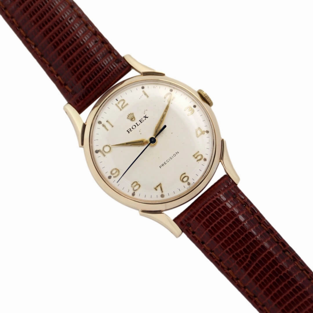 Rolex Precision 9k Gold, 1950's Men's Vintage Dress Watch