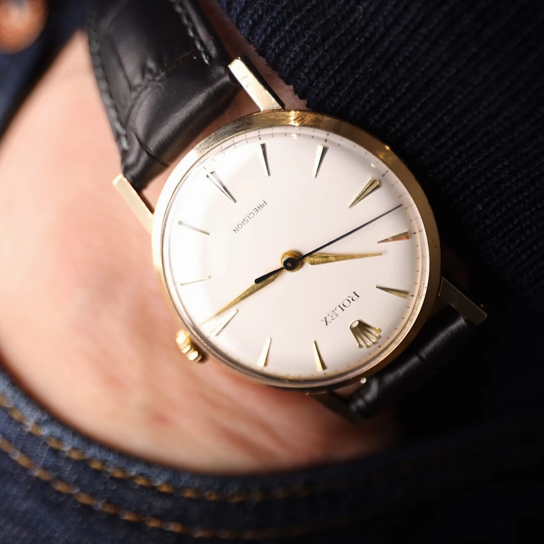 Rolex Precision 9k Gold Dress Watch  Dennison Case (Circa 1962)