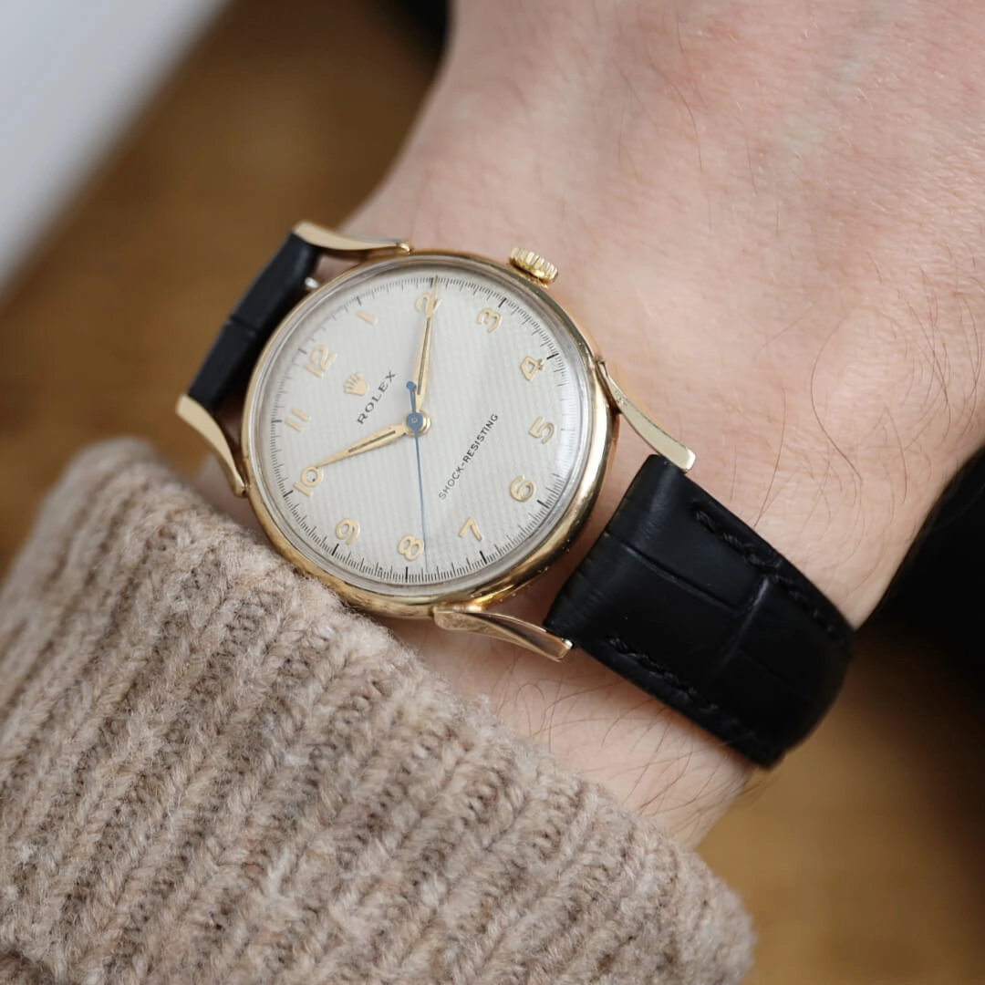 Rolex Shock-Resisting Honeycomb Dial 9k Gold, 1955