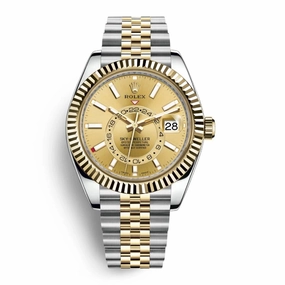 Rolex Sky-Dweller 42mm - Ref: 326933-0004 - Champagne Stick Dial, Two Tone Stainless Steel & 18K Yellow Gold Jubilee Bracelet Watch