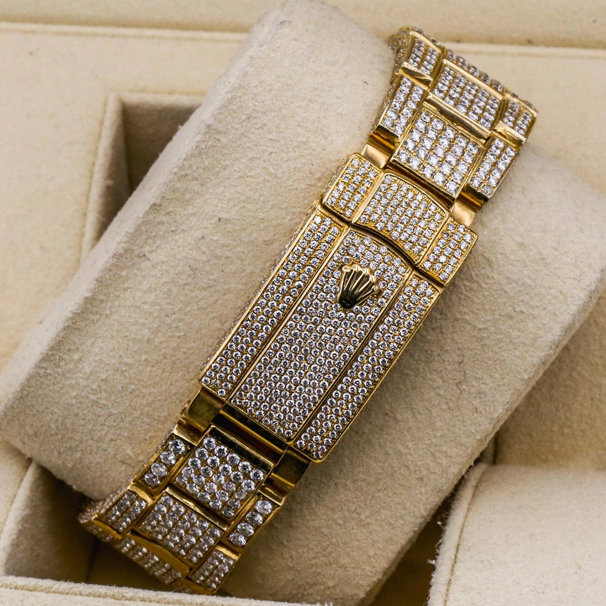 Rolex Sky-Dweller 42mm - Ref: 326938 - Champagne Dial & Custom Diamond Bezel, 18K Yellow Gold Oyster Custom Diamond Bracelet Watch
