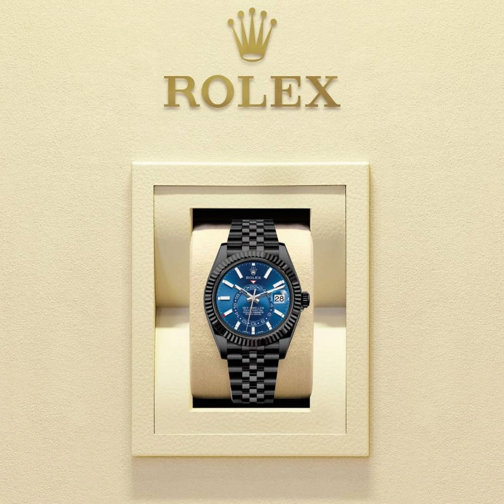 Rolex Sky-Dweller 42mm - Ref: 336934 (PVD) - Bright Blue Stick Dial, Black PVD Stainless Steel Jubilee Bracelet Watch