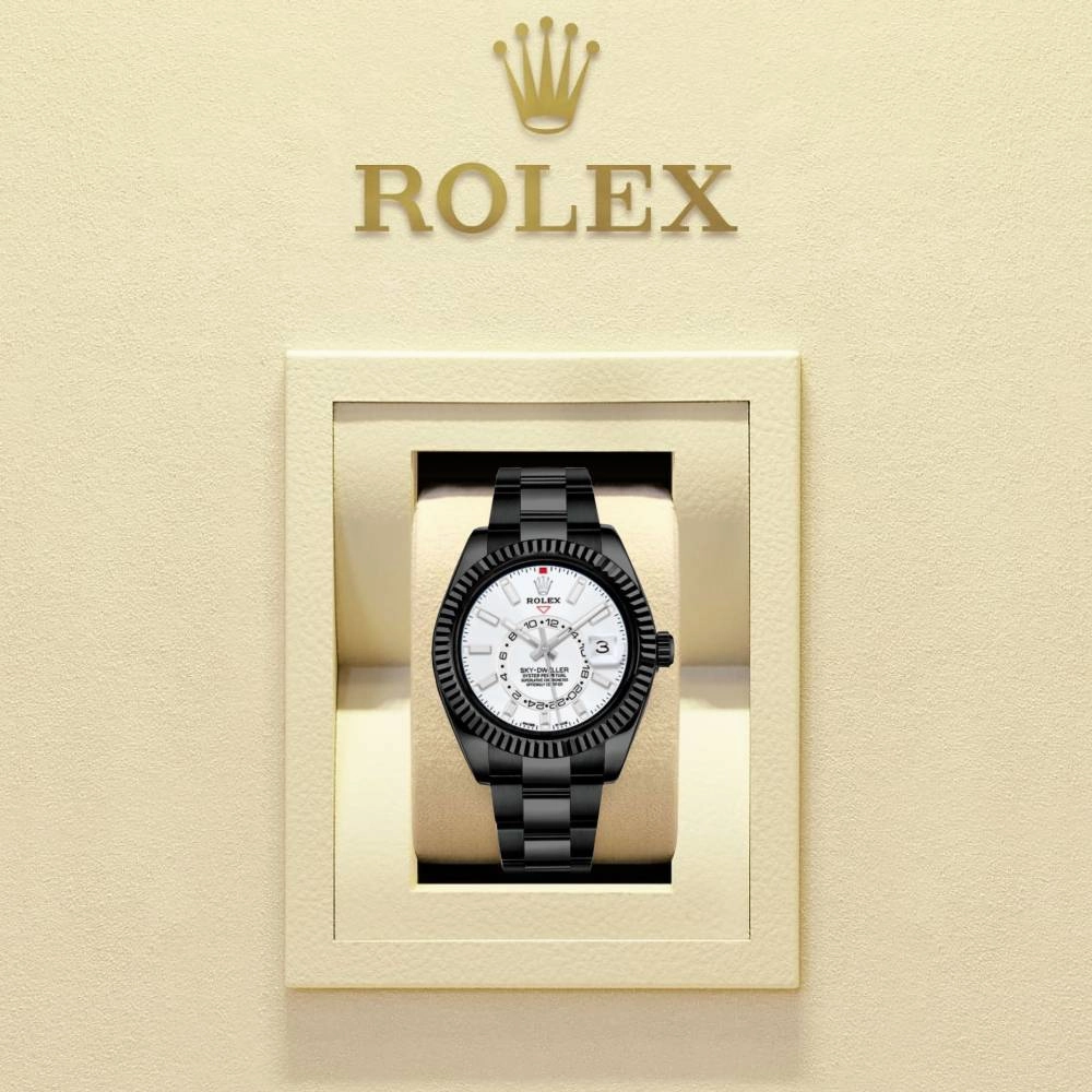Rolex Sky-Dweller 42mm - Ref: 336934 (PVD) - Intense White Stick Dial, Black PVD Stainless Steel Oyster Bracelet Watch