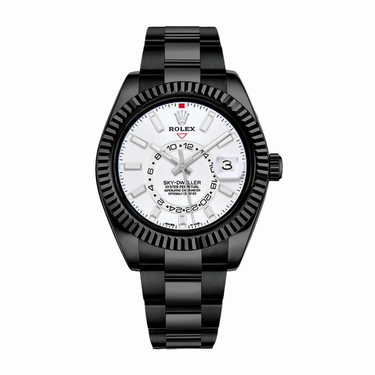 Rolex Sky-Dweller 42mm - Ref: 336934 (PVD) - Intense White Stick Dial, Black PVD Stainless Steel Oyster Bracelet Watch