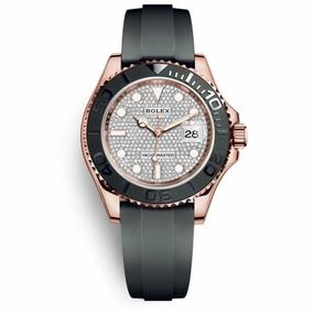 Rolex Yachtmaster 40mm - Ref: 126655-0005 - Black Diamond Dial & 18K Rose Gold Case, Black Oysterflex Bracelet Men's Watch