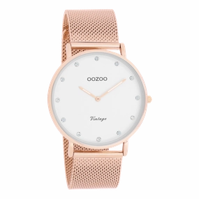 Rose gold coloured OOZOO watch with metal mesh bracelet - C20238