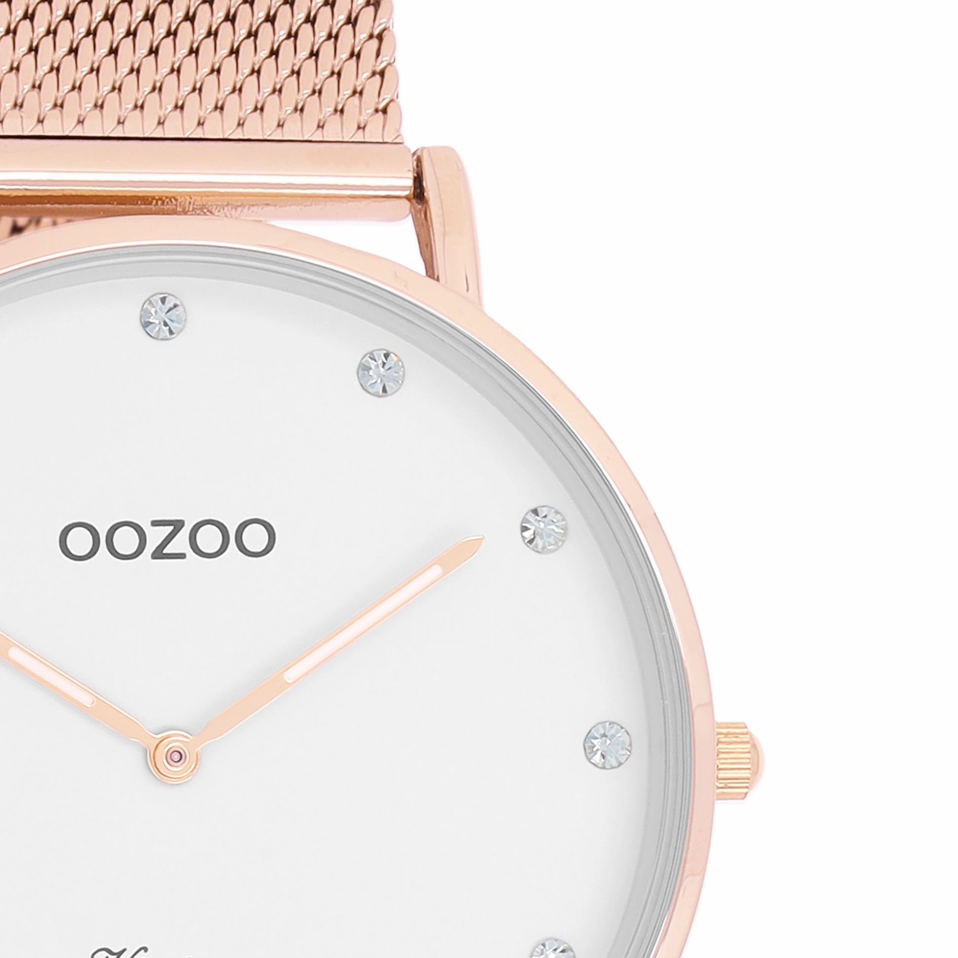 Rose gold coloured OOZOO watch with metal mesh bracelet - C20238