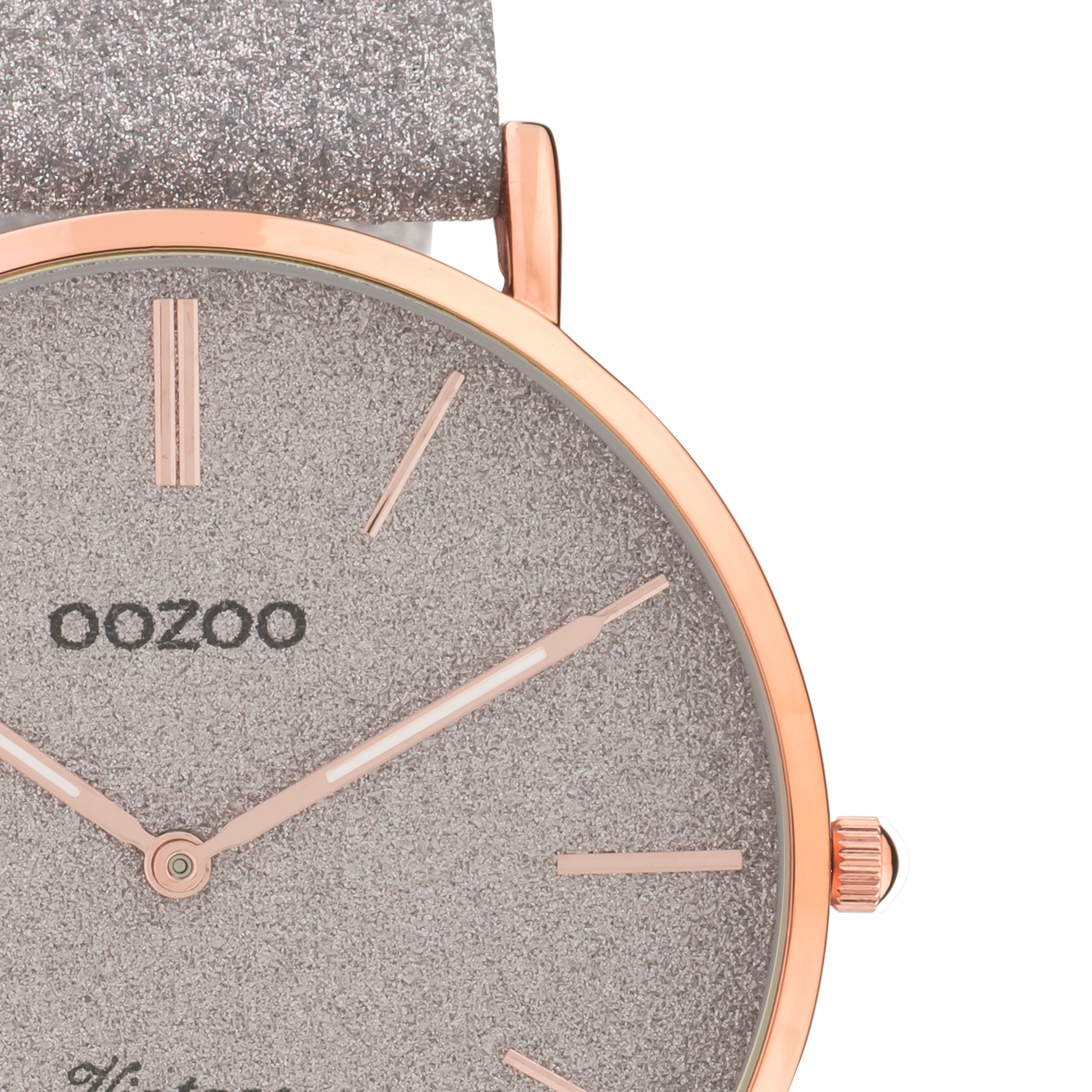 Rose gold coloured OOZOO watch with taupe leather strap - C20162