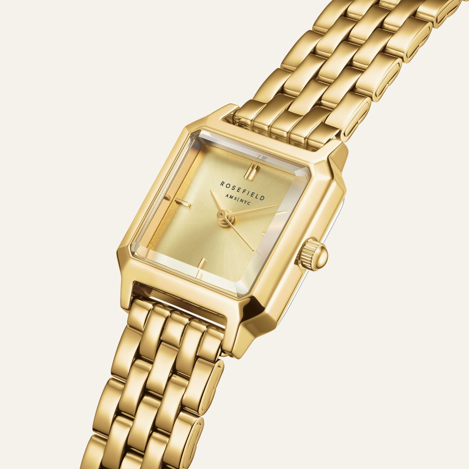 Rosefield Boxelle Gold Dial Stainless Steel Watch BCGSG-B04