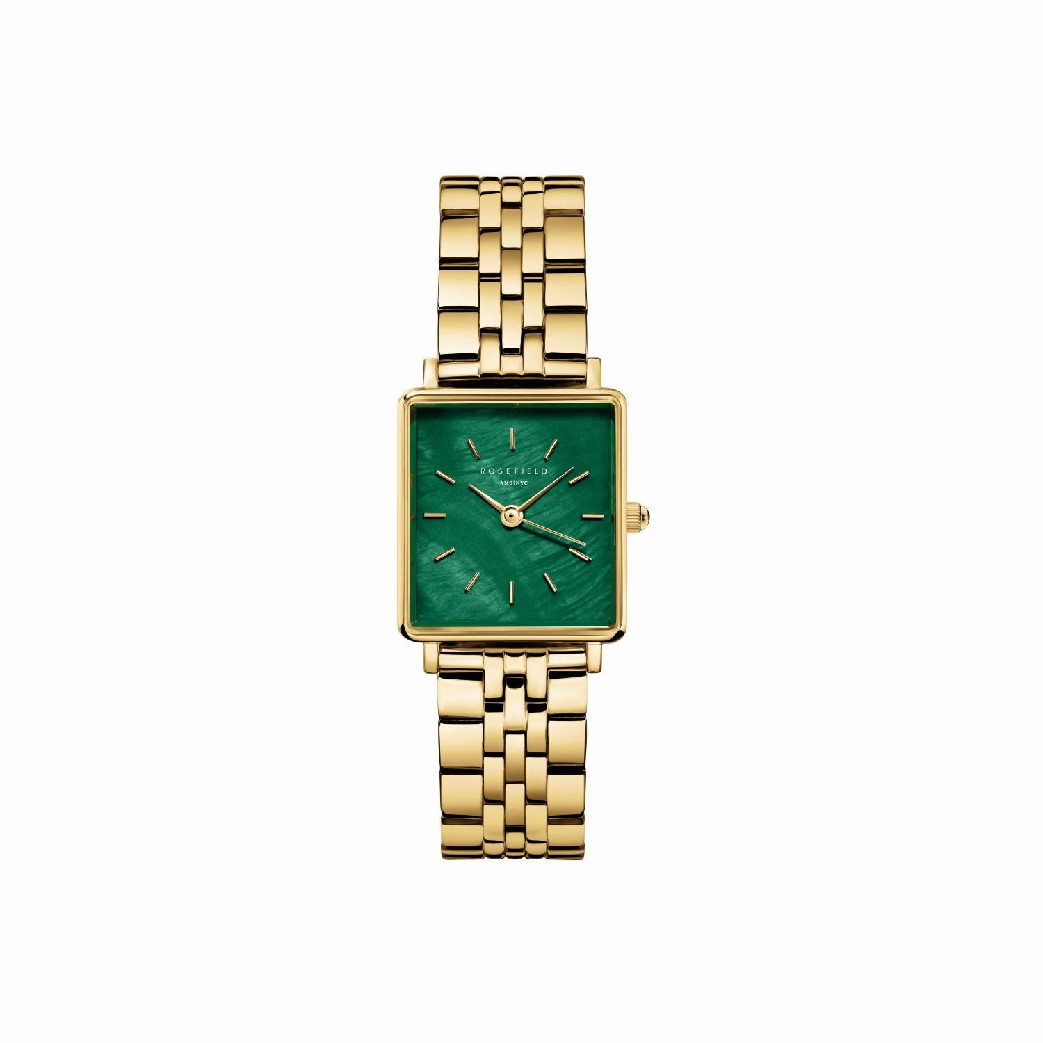 Rosefield Boxy XS Emerald Steel Gold Watch BEGSG-Q050