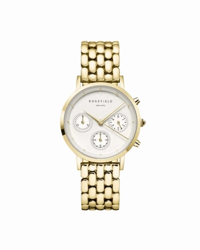 Rosefield Gabby 33mm White Dial Gold Stainless Steel Watch NWG-N90