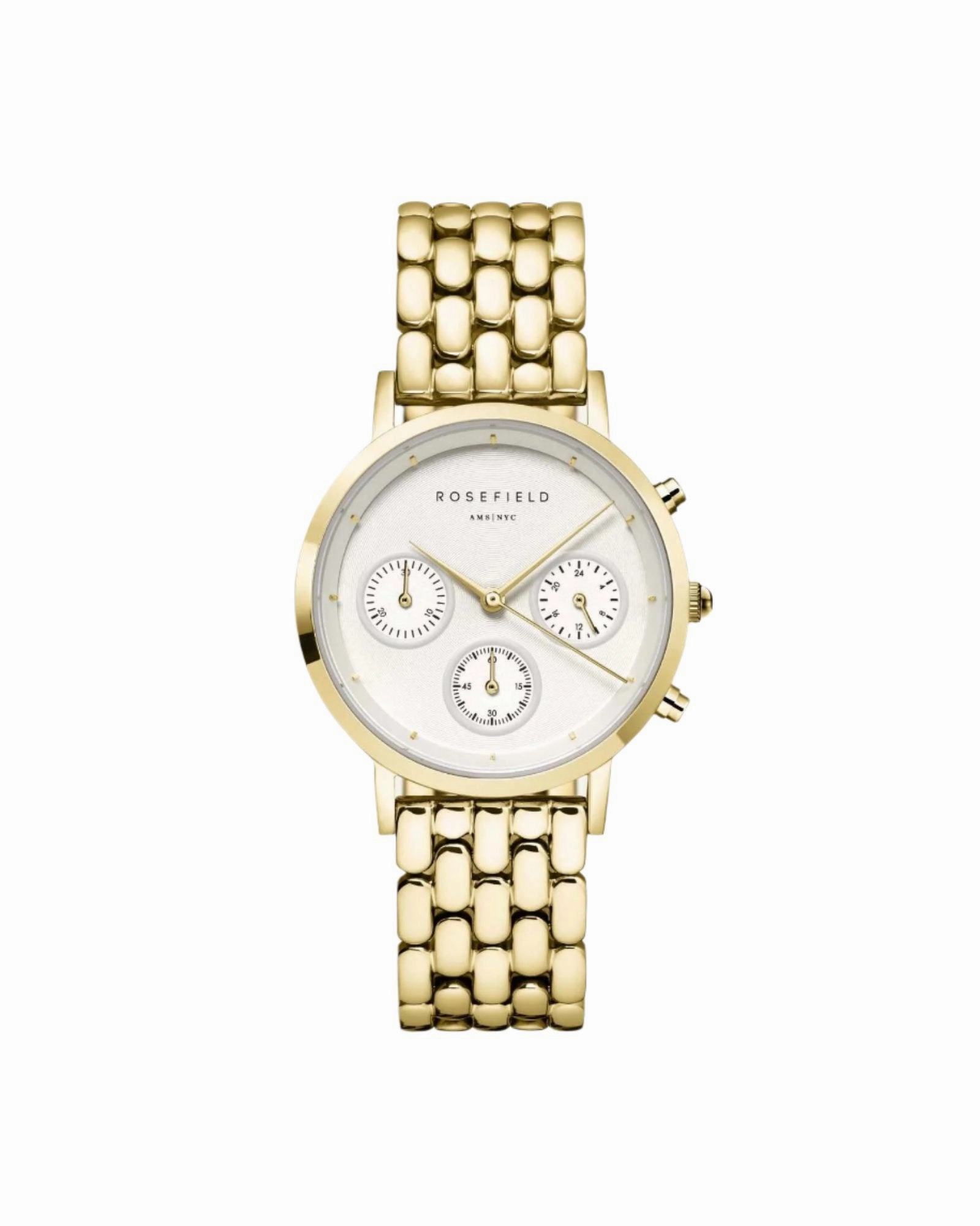 Rosefield Gabby 33mm White Dial Gold Stainless Steel Watch NWG-N90