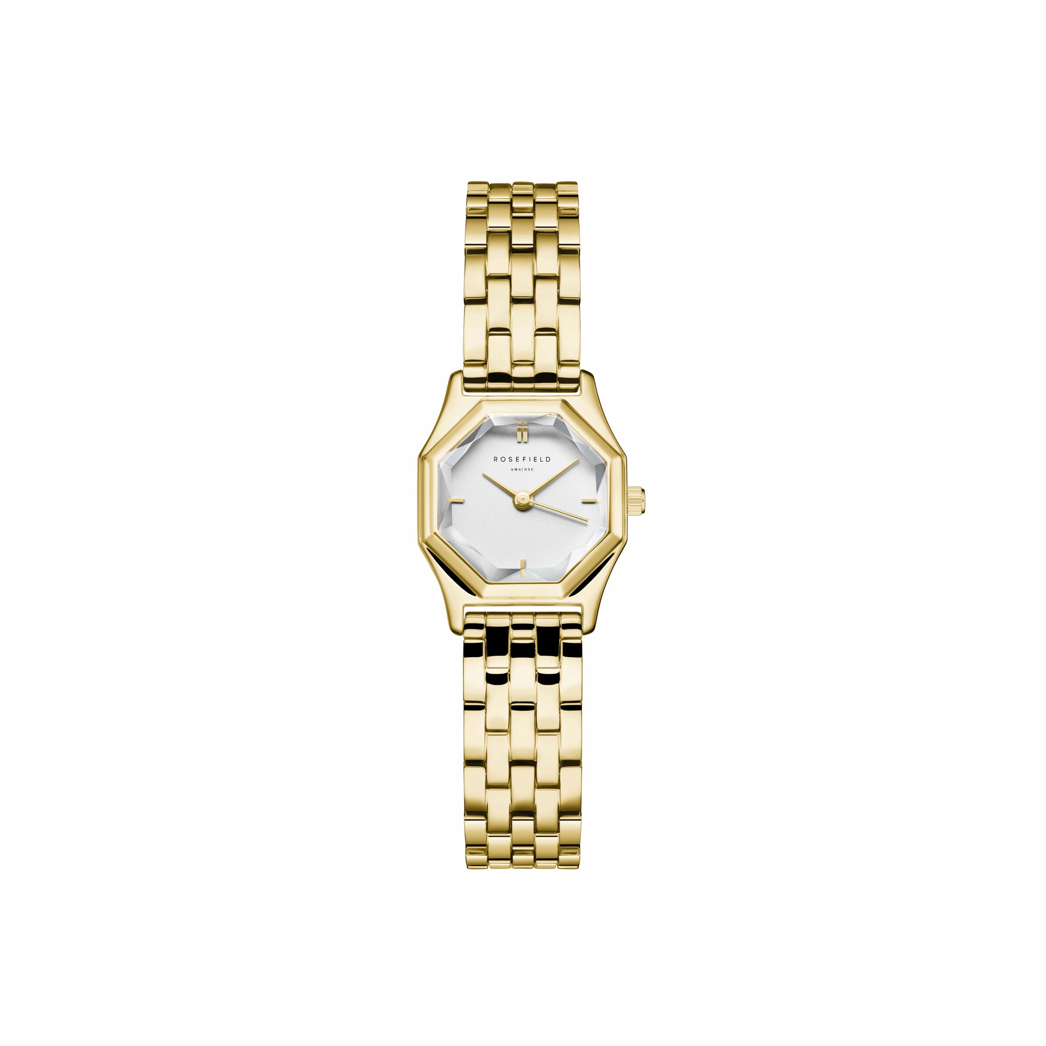 Rosefield Gemme White Steel Gold Watch GWGSG-G02