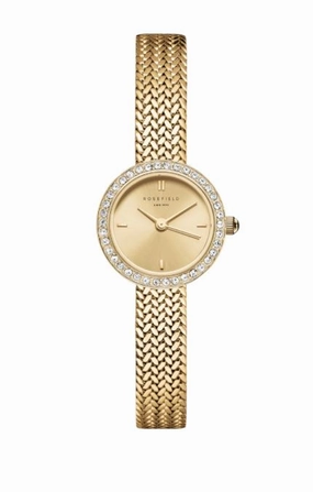 Rosefield Mini Small Edit Crystal Gold Dial Stainless Steel Watch MCGMG-M03