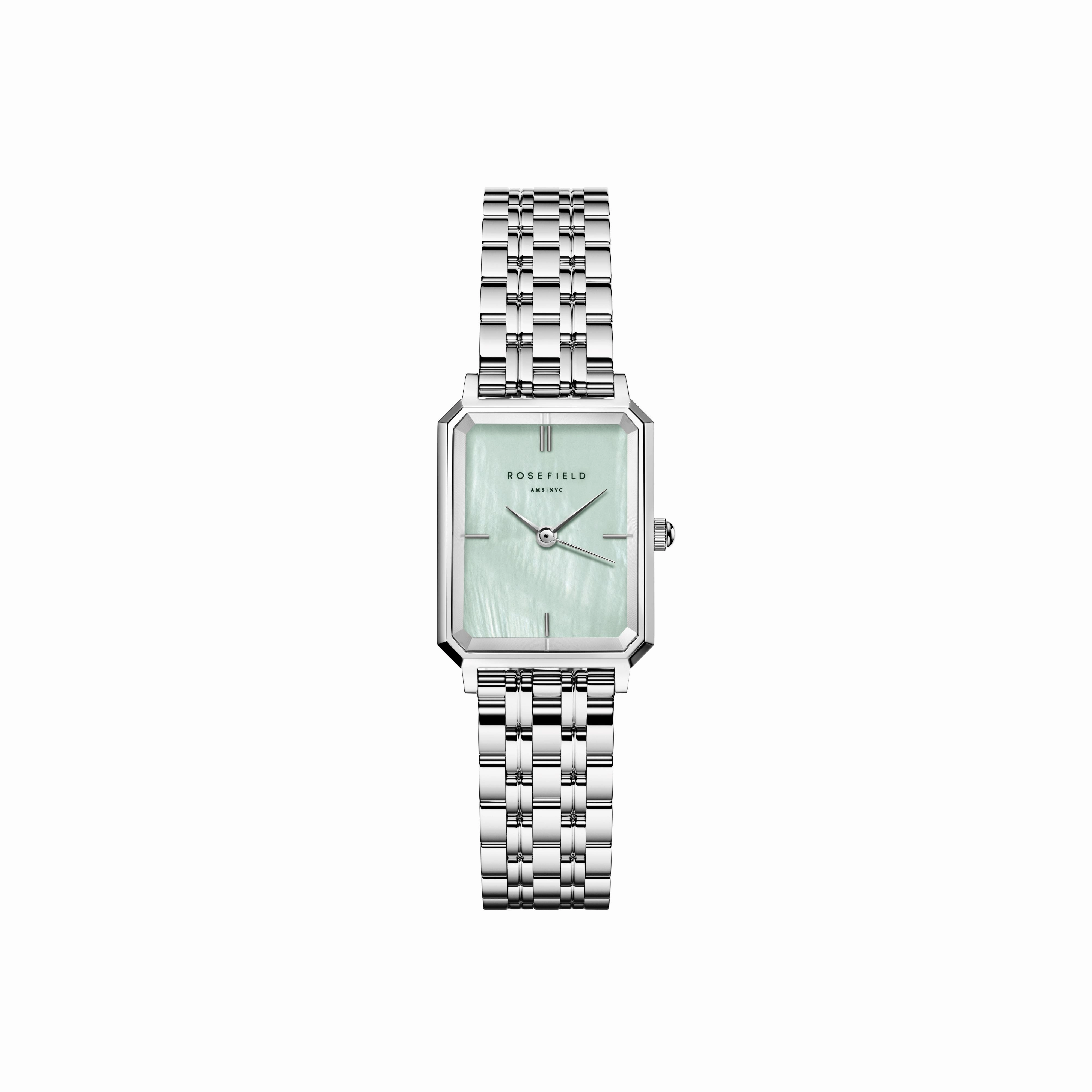Rosefield Octagon XS Green MOP Steel Silver Watch OGGSS-O72