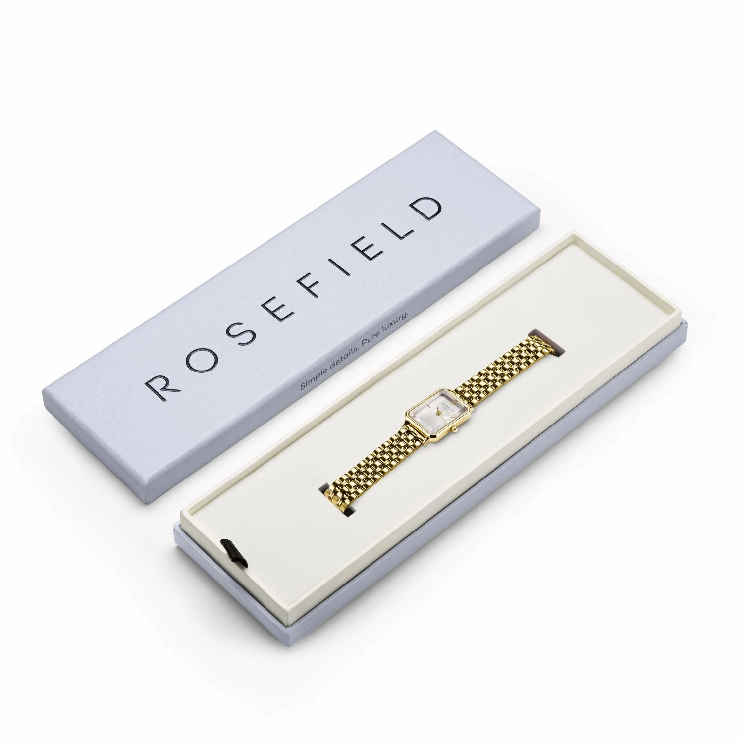 Rosefield Octagon XS White Sunray Steel Gold Watch OWGSG-O60