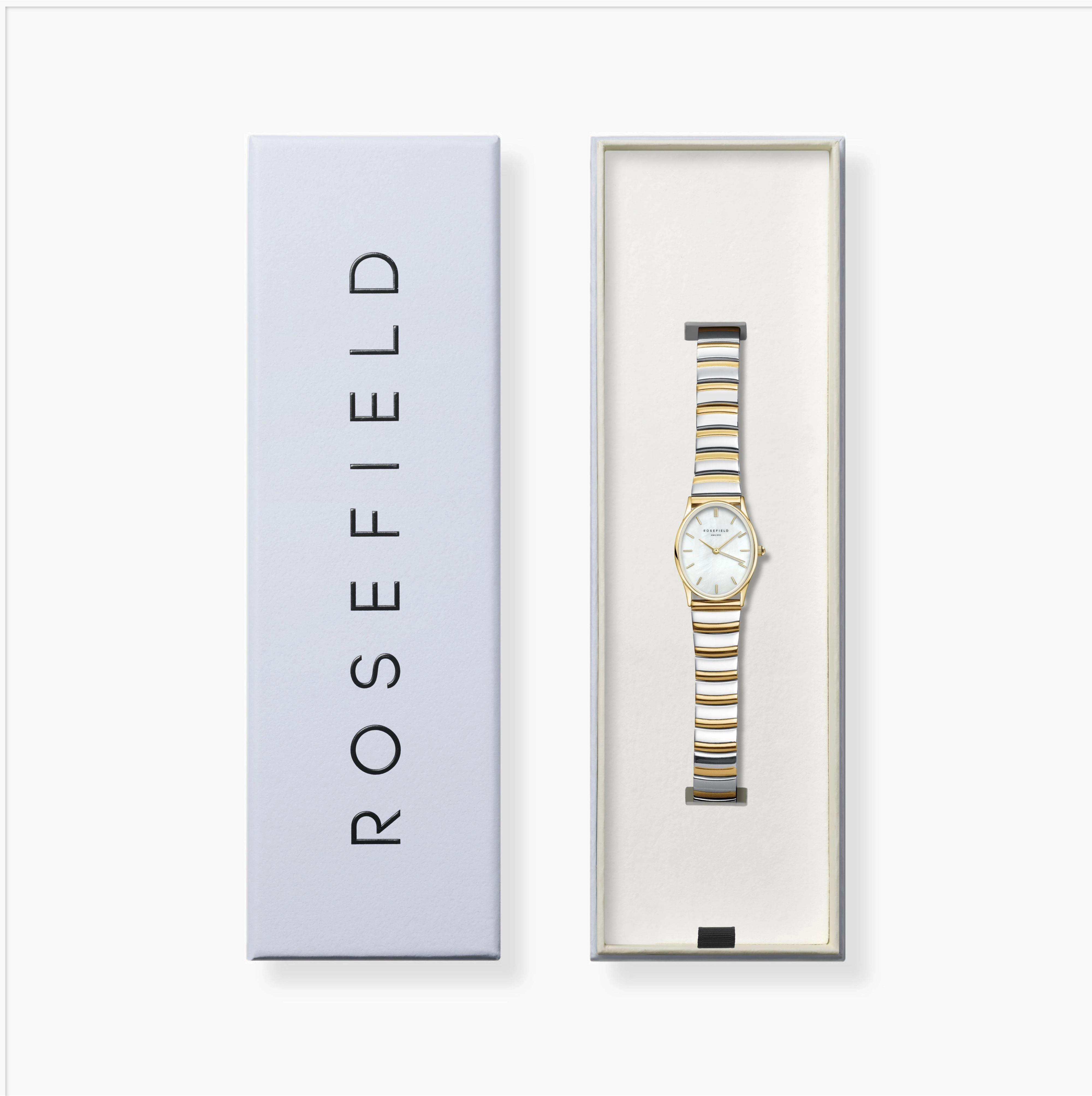 Rosefield Oval White MOP Duotone Shine Finish Watch OVWDSG-OV17