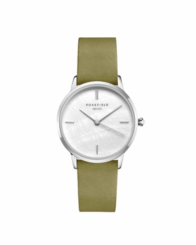Rosefield Pearl 36mm Mother of Pearl Dial Olive Leather Strap Watch RMOLS-R05