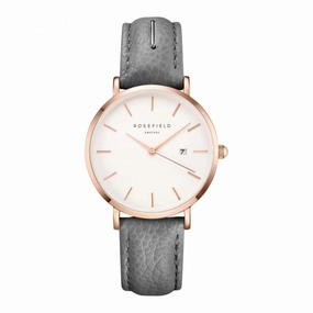 Rosefield September Issue White Dial Grey Leather Strap Watch SIGD-I82