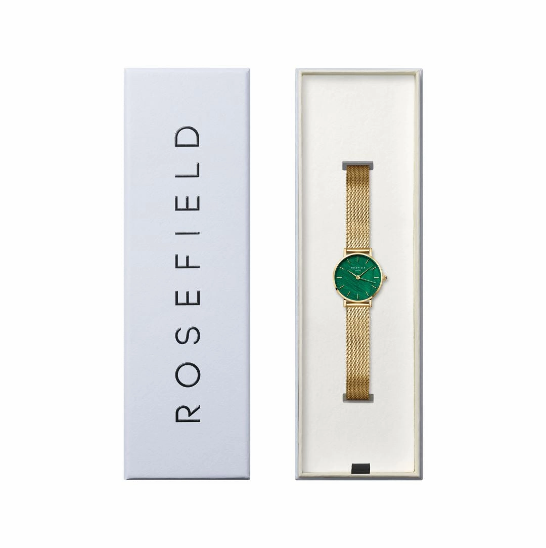 Rosefield Small Edit Emerald Mesh Gold Watch SEEGMG-SE72