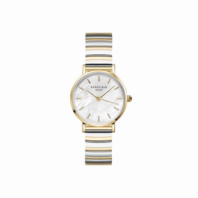 Rosefield  Small Edit White MOP Half-Moon Steel Duotone Watch SEWDSG-SE03