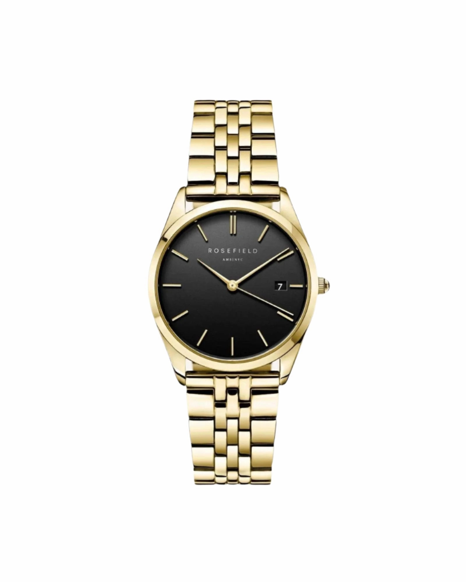 Rosefield The Ace Black Dial Gold Stainless Steel Watch ACBKG-A13