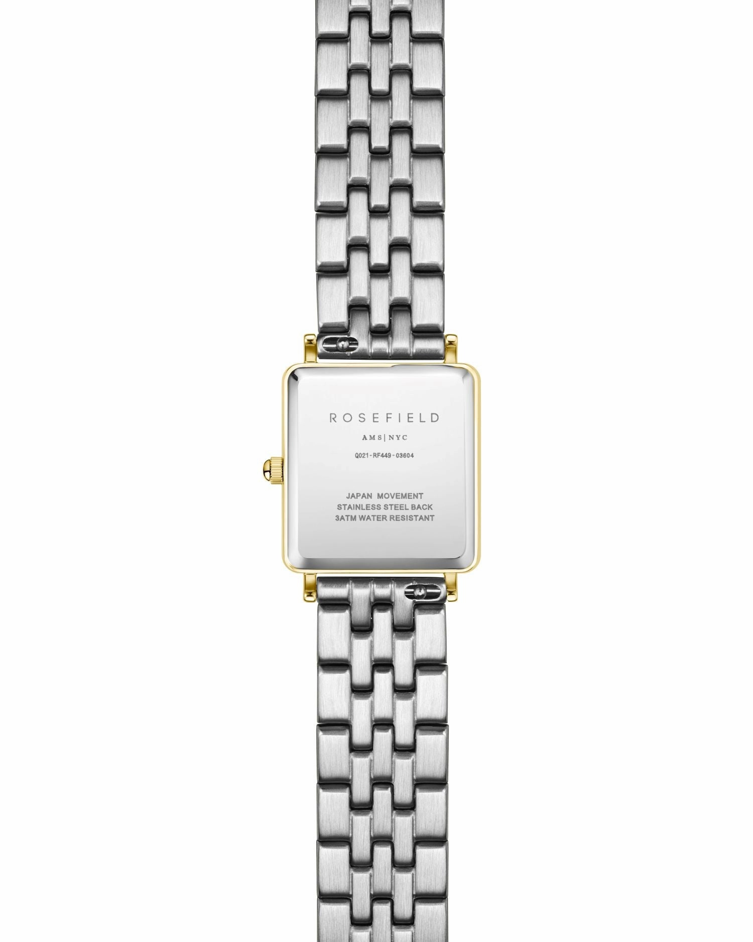 Rosefield The Boxy XS White Sunray Steel Silver Gold Duo Watch QMWSSG-Q023