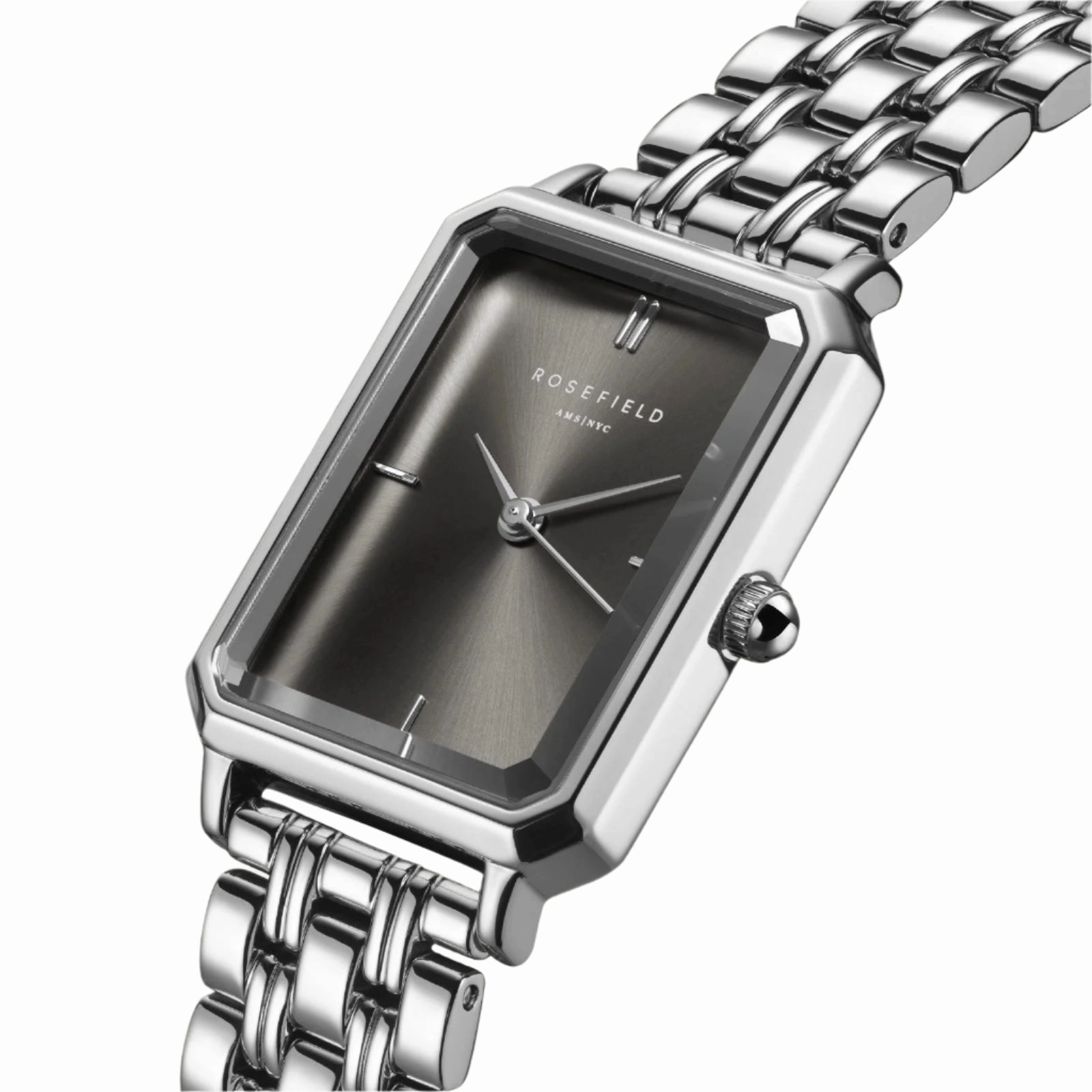 Rosefield The Octagon Grey Sunray Steel Silver Watch OGSSS-O80