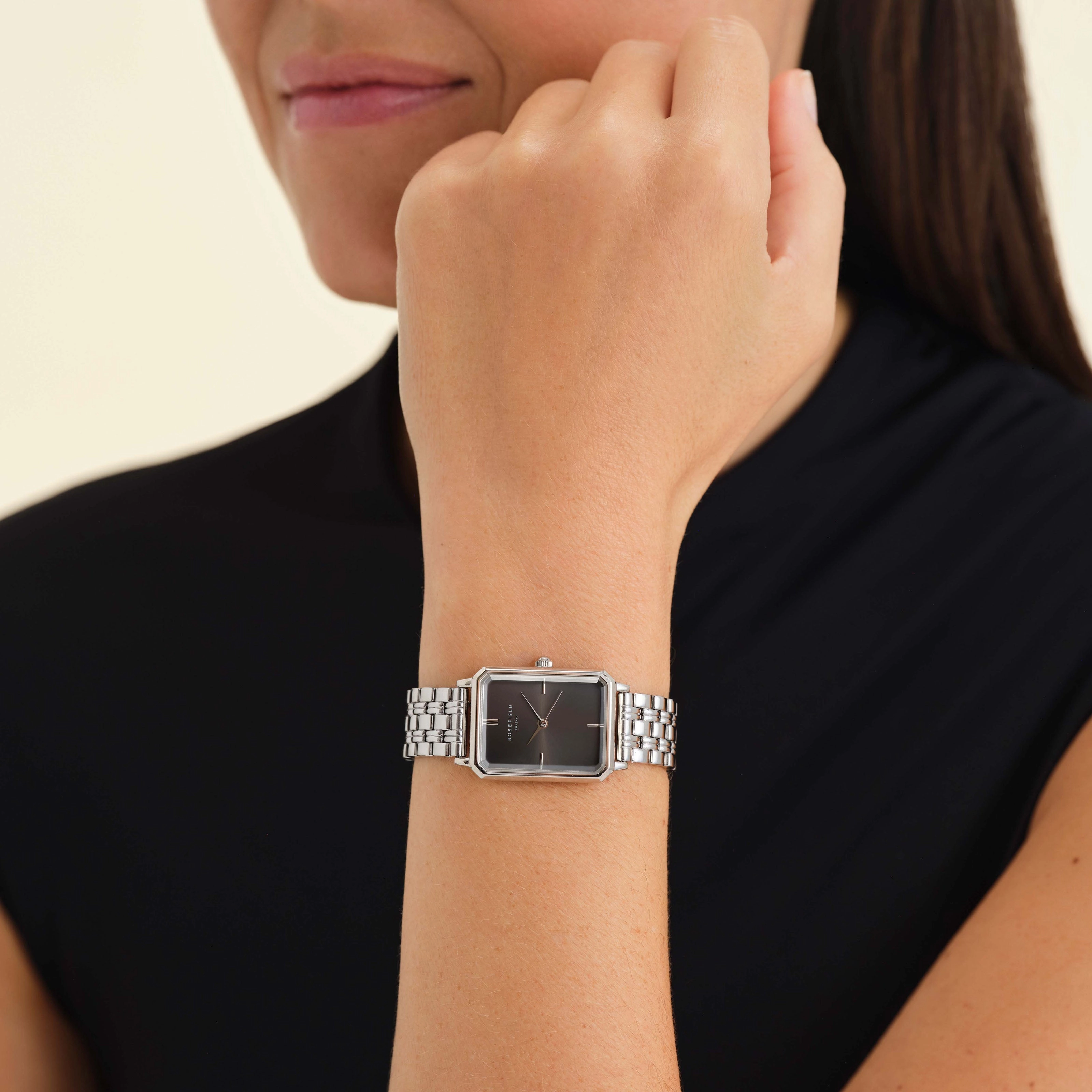 Rosefield The Octagon Grey Sunray Steel Silver Watch OGSSS-O80