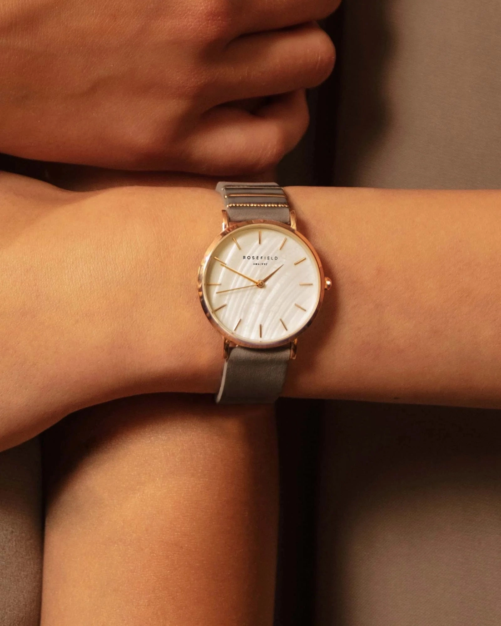 Rosefield The West Village Elephant Grey Rosegold Watch WEGR-W75