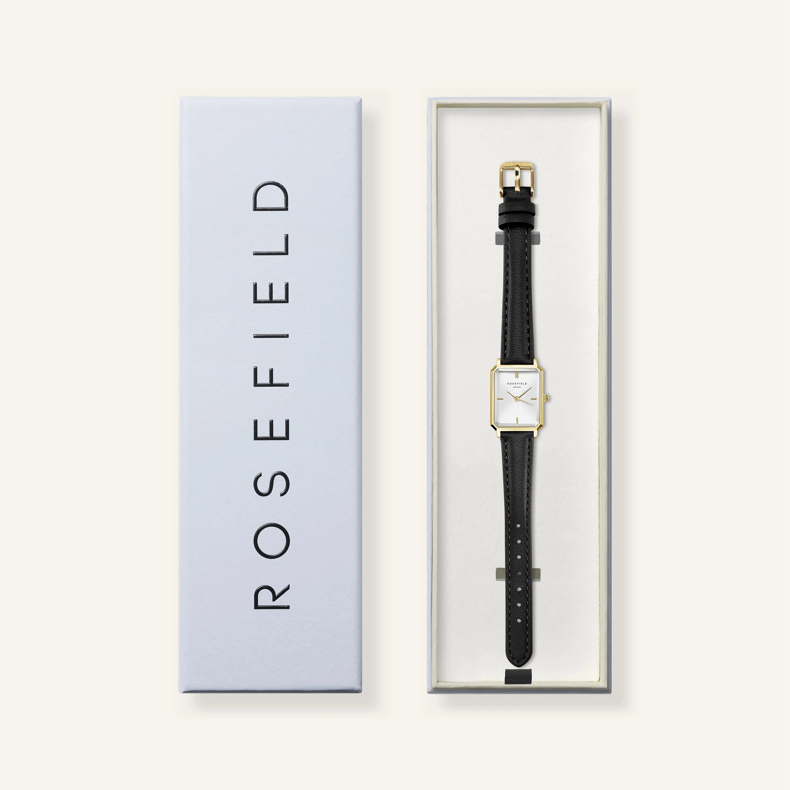 Rosefield Watch - Extra Small Octagon Black & Gold Watch