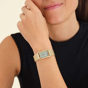 Rosefield Watch - Heirloom Mint Green Dial & Gold Link Strap