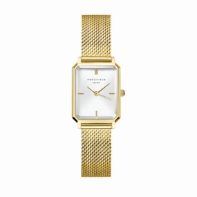 Rosefield Watch - Octagon Extra Small White Dial & Gold Mesh Watch