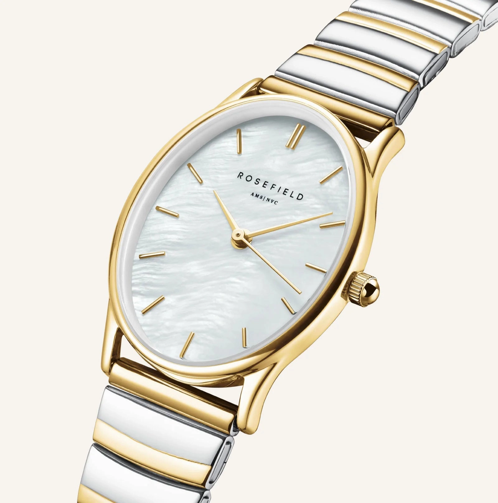 Rosefield Watch - The Oval Two Toned Gold & Silver Watch