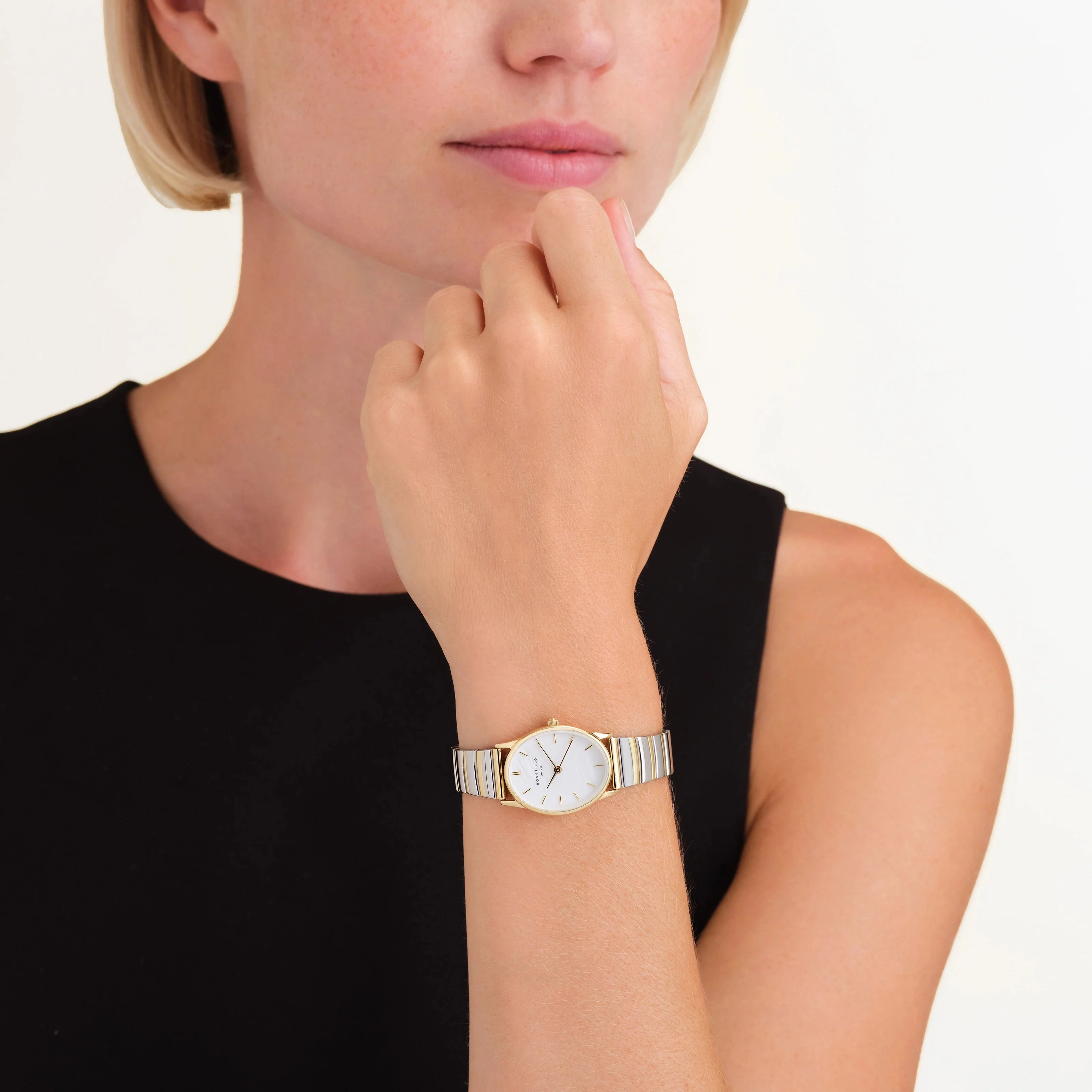 Rosefield Watch - The Oval Two Toned Gold & Silver Watch