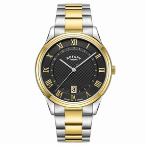 Rotary Dress Black Dial Two Tone Mens Watch GB05391/10