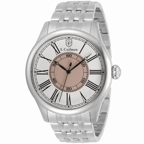 S. Coifman Men's Quartz Watch - White and Beige Dial Silver Tone Bracelet | SC0434