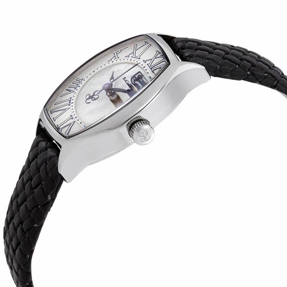 S. Coifman Women's Watch - Legacy Quartz Silver Tone MOP Dial Black Strap | SC0383
