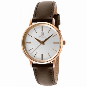 S. Coifman Women's Watch - Rose Gold Case White Dial Brown Leather Strap | SC0487