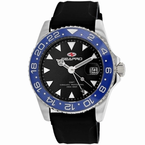 Seapro Men's Watch - Agent Quartz Silver Tone Case Black Dial Rubber Strap | SP0122