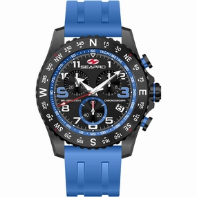 Seapro Men's Watch - Gallantry Quartz Black Dial Blue Rubber Strap | SP9735
