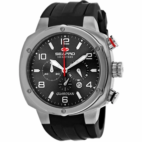Seapro Men's Watch - Guardian Silver Tone Case Black Dial Rubber Strap | SP3341